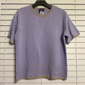#3) Southern Lady Lavender and Beige Knit Top Medium excellent condition